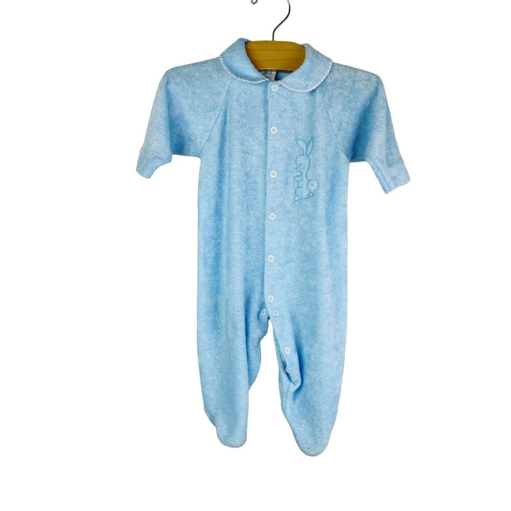 Terry Vintage One Piece Sleeper Blue Bunny